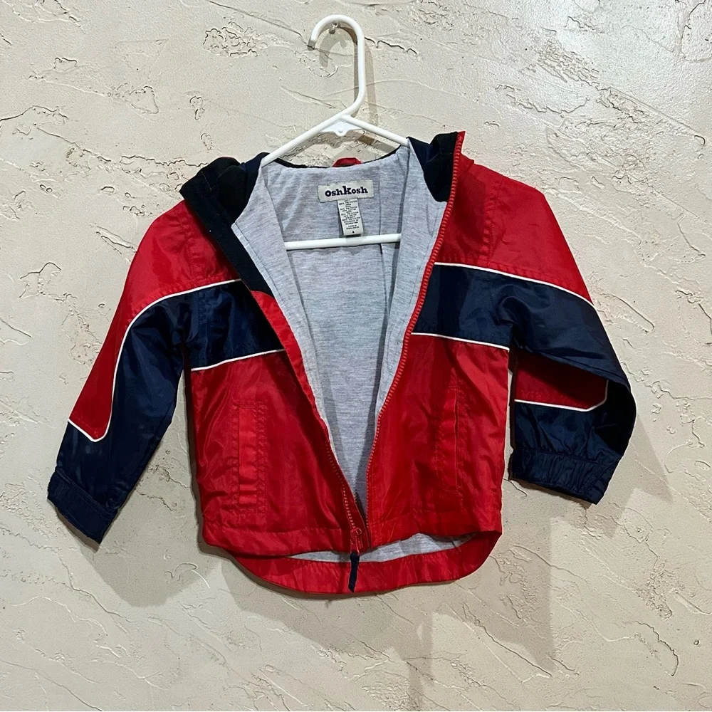 OshKosh B'gosh Boys Red and Navy Kids Water Resistant Lined Jacket size 4
